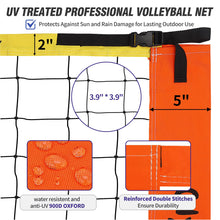 Load image into Gallery viewer, Professional Volleyball Net Set for Backyard Beach,Outdoor Height Adjustable Volleyball Net System with Heavy Duty Poles, Durable Net, PU Volleyball &amp; Pump, Carry Bag
