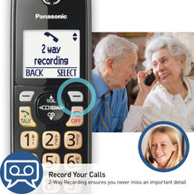 Load image into Gallery viewer, Panasonic Cordless Phone with Answering Machine, Advanced Call Block, Bilingual Caller ID and High-Contrast Display, Expandable System with 3 Handset Cordless Telephones - KX-TGD833M (Metallic Black)
