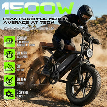Load image into Gallery viewer, TS TST GRP LLC Electric Bike for Adults, Peak 1500W Motor Retro Ebike, Range 65Miles, 48V 15Ah Removable Battery, 20"x4" Fat Tires, Full Suspension, Off-Road E Bike for City Commuting
