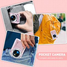 Load image into Gallery viewer, Digital Camera, FHD 4K Point and Shoot Camera with 2.88&#39; IPS Screen, 48MP 4K Video, 16X Zoom, Macro Mode, Flash - Compact Beginner Camera for Teens, Pink
