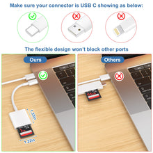 Load image into Gallery viewer, TIANSONG USB C SD Card Reader,USB 3.0 High Speed to SD Card Adapter for iPhone 15 Pro Max iPad Pro Trail Game Camera Viewer for MacBook Pro/Air iMac M1 M2 M3 Galaxy S23/S24 Android PhoneTablet (White)
