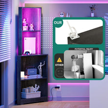 Load image into Gallery viewer, YITAHOME Corner Shelf Stand with Led Light, 5 Tier Corner Bookshelf and Bookcase, Wooden Open Corner Cabinet Display Storage Rack for Bedroom,Living Room,Dining Room,Home Office,Kitchen, Charcoal Gray
