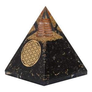Agate Mart Energy Generator Black Tourmaline Orgonite Pyramids with Black Tourmaline Pendant - Healing- meditation orgonite pyramids E-Energy Protection and Protective Set