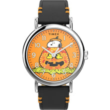 Load image into Gallery viewer, Timex Men's Peanuts Weekender 40mm Watch - Black Strap Orange Dial Silver-Tone Case
