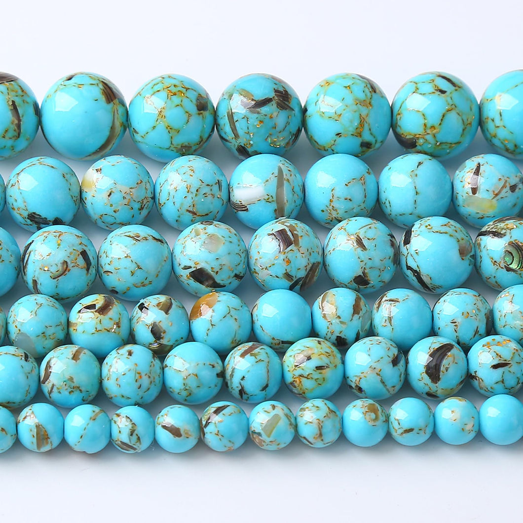 8MM 46PCS Blue Shell Turquoise Spacer Loose Beads for Jewelry Making DIY Bracelet Necklace