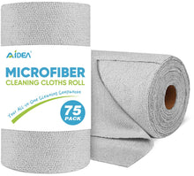 Load image into Gallery viewer, AIDEA Microfiber Cleaning Cloth Roll, Grey 75PK, Reusable Paper Towels Tear Away Cloth, Microfiber Towels for Cars, Wash Cloths, Lint Free Rags for House, Kitchen,Window,Cleaning Supplies 11.5"×11.5"
