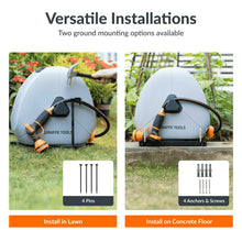 Load image into Gallery viewer, Giraffe Tools Retractable Heavy Duty Hose Reel, 5/8" x 92FT Automatic Rewind Garden Hose Reel with 360° Swivel Base, Ground Mounted for Lawn, Patio, Concrete Floor &amp; Yard Watering
