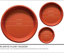 Load image into Gallery viewer, LOOPSEED Plant Saucer 6 Pack Drip Trays Planter Pot Base Heavy Duty Plastic Drainage Tray for Indoor Houseplants Outdoor Garden 5 inch 8 inch 11 inch 3 Sizes 2 Each Round (Terracotta)
