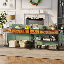 Load image into Gallery viewer, Furologee 5 Tier Bookshelf and Entryway Table Set, Adjustable Tall Bookcase with 2 Drawers, 38&#39;&#39; Console Sofa Table with 3 Fabric Drawers
