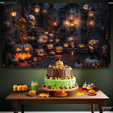 Load image into Gallery viewer, KatchOn, XtraLarge Spooky Halloween Backdrop - 72x44 Inch | Halloween Banner for Pumpkin Halloween Decorations | Halloween Photo Backdrop | Halloween Pumpkin Banner for Halloween Party Decorations
