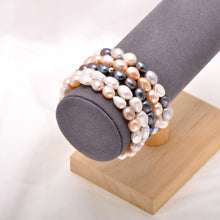 Load image into Gallery viewer, 8-9 MM Cultured Freshwater Baroque Pearl Stretch Bracelet 7 Inch, Dyed Greenish Black
