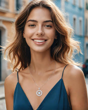Load image into Gallery viewer, FANCIME Compass Necklace Sterling Silver Compass Jewelry Opal Pendant October Birthstone Necklace Gemstone Birthday Graduation Gifts for Women Mom Wife
