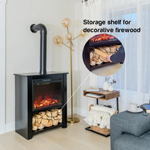 Load image into Gallery viewer, Innsbruck Electric LED Fireplace Stove - Décor Chimney Flue and Wood - 32&quot; Wide x 38&quot; Tall – Soot Black Finish - New 2024
