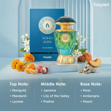 Load image into Gallery viewer, Orientica Nayaat Soho Aura Eau De Parfum 3.3 fl oz / 100ml -Fruity, Floral, Sweet, Marigold, Mandarin, Lychee, Jasmine, Lily, Praline, Moss, Ambergris, Peach - Arabic Perfume for Men &amp; Women
