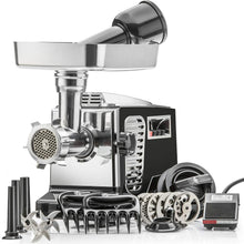 Load image into Gallery viewer, STX International Turboforce II 4000 Electric Meat Grinder | Grinds Soft Bones | Foot Pedal | 6 Grinding Plates | Stainless Steel Blades | Sausage Tubes | Kubbe Maker | Meat Claws | Patty Press &amp; More
