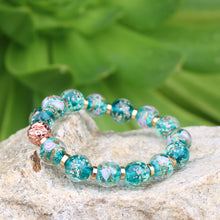 Load image into Gallery viewer, ARTSY CRAFTS INC Glow in The Dark Firefly Beaded Bracelets for Women, Ocean Blue Luminous Murano Firefly Bracelets Mermaid Crystals Healing Bracelet Bangle (Ocean Blue 6-7")
