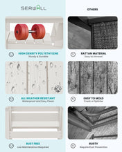 Load image into Gallery viewer, SERWALL 7-Piece Patio Dining Table Sets, Outdoor HDPE Dining Furniture Set with Umbrella Hole Cut-Out Table and 6 Chairs, White
