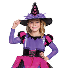 Load image into Gallery viewer, Disguise Girl's Pink &amp; Purple Witch Child Costume, Sorceress Dress Tutu &amp; Top Hat for Halloween Dress Up &amp; Spooky Cosplay M
