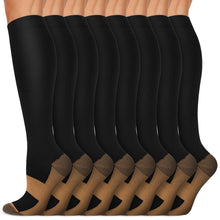 Load image into Gallery viewer, Copper Compression Socks 15-20 mmHg for Men &amp; Women 8 Pairs – Circulation Support for Nurses, Travel, Running, Hiking, Soccer,Gift,Pregnant, Nurses(L/XL)
