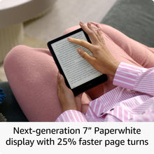 Load image into Gallery viewer, Kindle Paperwhite Signature Edition Essentials Bundle including All-new Kindle Paperwhite Signature Edition (32GB) - Black, Fabric Cover - Black, and Wireless Charging Dock
