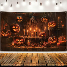 Load image into Gallery viewer, KatchOn, XtraLarge Spooky Halloween Backdrop - 72x44 Inch | Halloween Pumpkin Banner for Pumpkin Halloween Decorations | Halloween Photo Backdrop | Halloween Banner for Halloween Party Decorations
