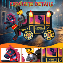Load image into Gallery viewer, 10FT Long Halloween Inflatables Built-in LED Light Pumpkin-Headed Horse Carriage, Giant Halloween Decorations Outdoor Blow Up Yard Decorations Spooky Ghost Carriage Halloween Blowups for Lawn Party
