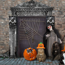 Load image into Gallery viewer, HunnmingRe 3 Pcs Halloween Cemetery Archway Halloween Cemetery Banners Halloween Gothic Outdoor Banners Halloween Sign Banner Decorations for Outdoor Halloween Party Supplies
