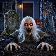 Load image into Gallery viewer, Hourleey Halloween Decorations Outdoor, Sound Activated Climbing Zombie Groundbreaker with Lighted Eyes and Scary Sound, Animated Halloween Decor for Yard Lawn Graveyard Haunted House Prop
