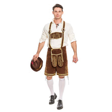Load image into Gallery viewer, Spooktacular Creations Halloween Men Oktoberfest Costume Set, Lederhosen Men with German Bavarian Hat, Beer Costume, Adults Halloween Brown Outfit for Beer Festival Party (X-Large)
