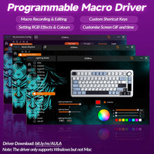 Load image into Gallery viewer, AULA S75 PRO Wireless Mechanical Keyboard with Screen&amp;Knob, 75% Hot Swappable Gaming Keyboard with Pre-lubed Switches, RGB Backlit, PBT Keycaps Creamy Sounding Pc Gaming Keyboards
