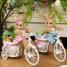 Load image into Gallery viewer, Juegoal Set of 2 Easter Tabletop Decorations Bunny Couple, 10" Rabbits Ride Bike, Cute Animal Figurine Gift, Easter Basket Filler Spring Home Kitchen Room Ornament

