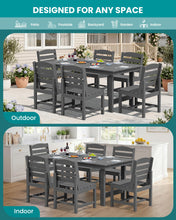 Load image into Gallery viewer, SERWALL Patio Dining Sets for 6 Person, HDPE Dining Set with 6 Armless Chairs, Gray
