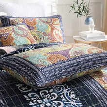 Load image into Gallery viewer, NEWLAKE Bedspread Quilt Set with Real Stitched Embroidery, Paisley Grid Pattern,Queen Size
