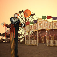 Load image into Gallery viewer, Haunted Hill Farm Life-Size Scary Talking Clown, Halloween Animatronic with Motion and Touch Activated Lights and Sounds, Battery Operated Indoor or Covered Outdoor Halloween Decorations
