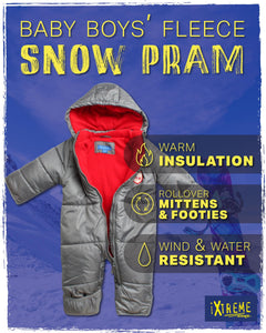 iXtreme Baby Boys' Snowsuit - Cozy Fleece Insulated Winter Snow Pram Bunting Suit for Newborns and Infants (Sizes: 0-24M), Size 3-6 Months, Charcoal
