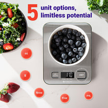 Load image into Gallery viewer, Etekcity Food Kitchen Scale, Digital Grams and Ounces for Weight Loss, Baking, Cooking, Keto and Meal Prep, LCD Display, Medium, 304 Stainless Steel
