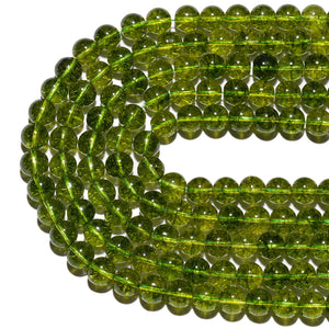 Natural Gemstone Beads 6mm Peridot Beads Polished Round Smooth Stone Beads for Bracelets Jewelry Making 15inch Loose Beads