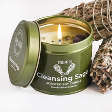 Load image into Gallery viewer, Sage Candle for Cleansing House Negative Energy Smudge Kit - 5oz Soy Wax Natural Clean Organic Non Toxic - Aromatherapy Spiritual Meditation Gifts - Long Lasting Highly Scented Candel with Crystals
