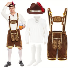 Load image into Gallery viewer, Spooktacular Creations Halloween Men Oktoberfest Costume Set, Lederhosen Men with German Bavarian Hat, Beer Costume, Adults Halloween Brown Outfit for Beer Festival Party (X-Large)
