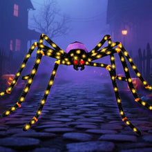 Load image into Gallery viewer, 5.5FT Giant Spider Halloween Decorations with 100LED, Pre-Lit Scary Spider
