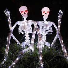 Load image into Gallery viewer, Starweeks Halloween Decorations Outdoor Skeletons Set - 2 Pack 36" (90cm) Light Up Skeleton with LED Lights &amp; 2 Red Eyes, Poseable Full Body, Indoor Halloween Decor for Yard, Porch (White)
