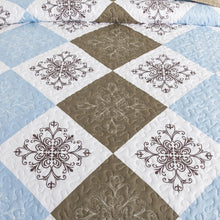 Load image into Gallery viewer, NEWLAKE Quilt Set Queen Size, Bedspread Sets Dusty Blue Floral, Quilt Bedding Set Lightweight and Breathable for All Seasons, Soft Quilted Bedspread with 2 Pillow Shams
