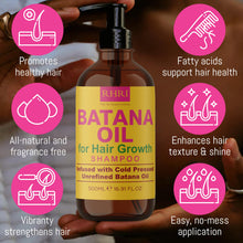 Load image into Gallery viewer, Batana Oil Shampoo and Conditioner Set | Raw Organic Batana Oil for Hair Growth | Clarifying &amp; Thickening Treatment for Thinning Hair | Shampoo and Conditioner for Men &amp; Women
