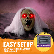 Load image into Gallery viewer, JOYIN Zombie Halloween Decoration Outdoor Witch Groundbreaker Halloween Graveyard Decor Outside, Scary Zombie Props with Sound Effect &amp; Lighted Eyes for Haunted House, Lawn Yard Decorations
