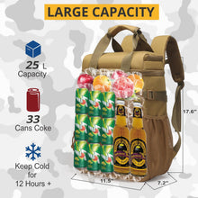 Load image into Gallery viewer, Tactical Backpack Cooler,Lunch Backpack for Men Work with Handle，Soft Cooler Backpack Insulated Waterproof Leak Proof，Heavy Ice Chest Backpack for Hiking Camping(Brown)
