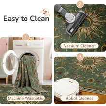 Load image into Gallery viewer, meejou Vacuum-Friendly, 5x7 Washable Area Rug, Green Brown
