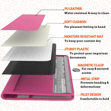 Load image into Gallery viewer, Pink Magnetic Shut Insurance and Registration Holder, Premium PU Leather Glove Box Organizer for Car, Popular Car Accessories for Girls, Organize Vehicle Documents with style, Size 9.5 in x 5.1 in
