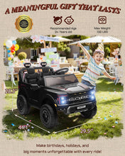Load image into Gallery viewer, First Ride On 24V Ride on Toys for Big Kids, Licensed Ford F-150 Raptor 2 Seater Kids Ride on Car w/Remote Control, Toddler Electric Car w/LED Lights, Bluetooth, Truck Bed Storage, Soft Start (Black)
