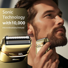 Load image into Gallery viewer, Electric Foil Shavers for Men, Mini Electric Razor, Compact Face Shaver, IPX7 Waterproof Wet Dry Cordless Razor, LED Display, USB-C, Travel-Friendly, Light Gold，Father's Day Gifts
