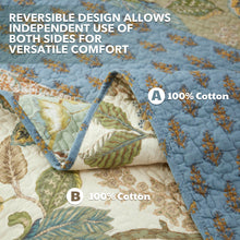 Load image into Gallery viewer, NEWLAKE Quilt Set Queen Size, 100% Cotton Patchwork Green Bohemian Quilt Sets, Reversible Bedspread Lightweight and Breathable for All Seasons, Soft Quilted Bedspread with 2 Pillow Shams
